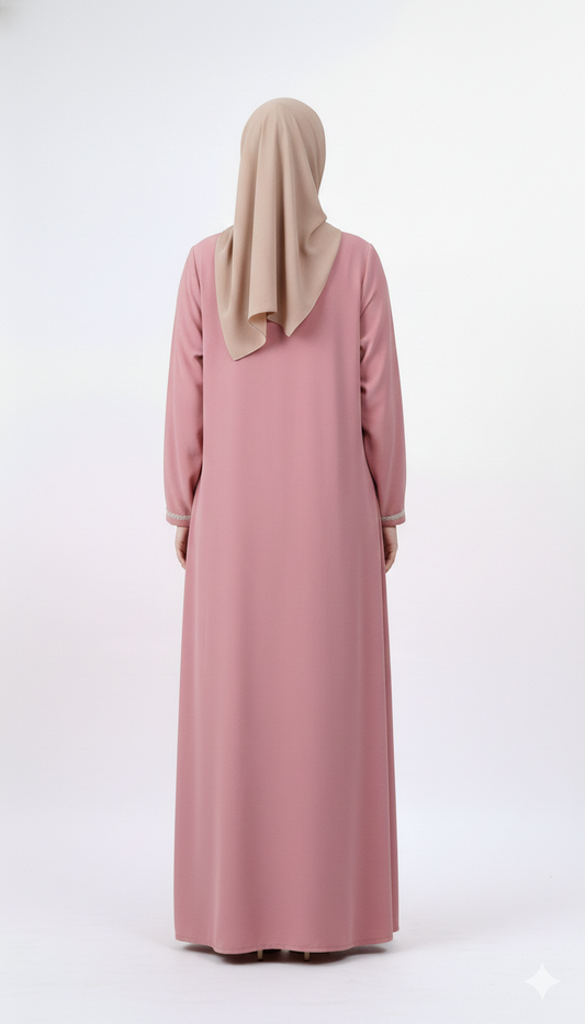 Grace Embellished Abaya – Soft Pink Elegance