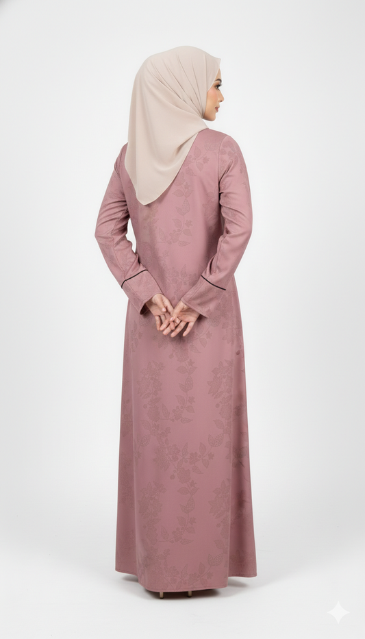 Floral Panel Abaya – Elegant Detailing with Modest Fit