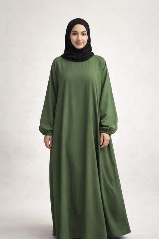 Elegant Olive Green Plain Abaya – Comfortable, Modest & Timeless Design