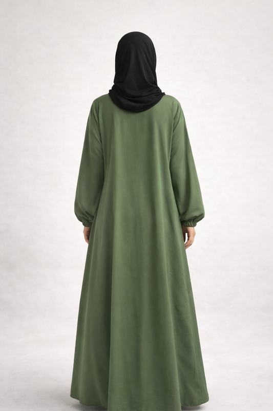 Elegant Olive Green Plain Abaya – Comfortable, Modest & Timeless Design