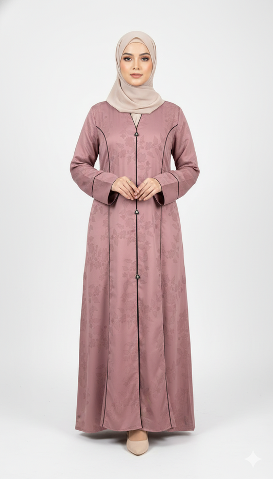 Floral Panel Abaya – Elegant Detailing with Modest Fit